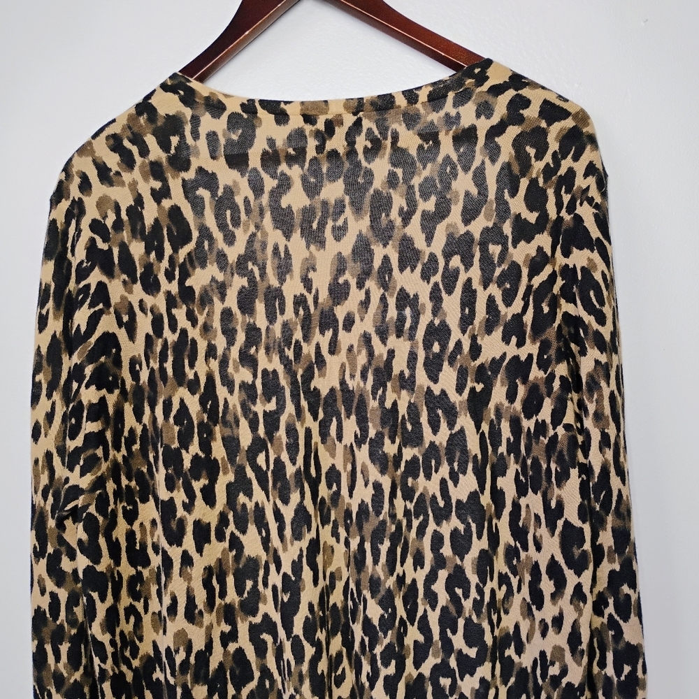 Halogen Linen Blend Leopard Print Long Line Open … - image 6